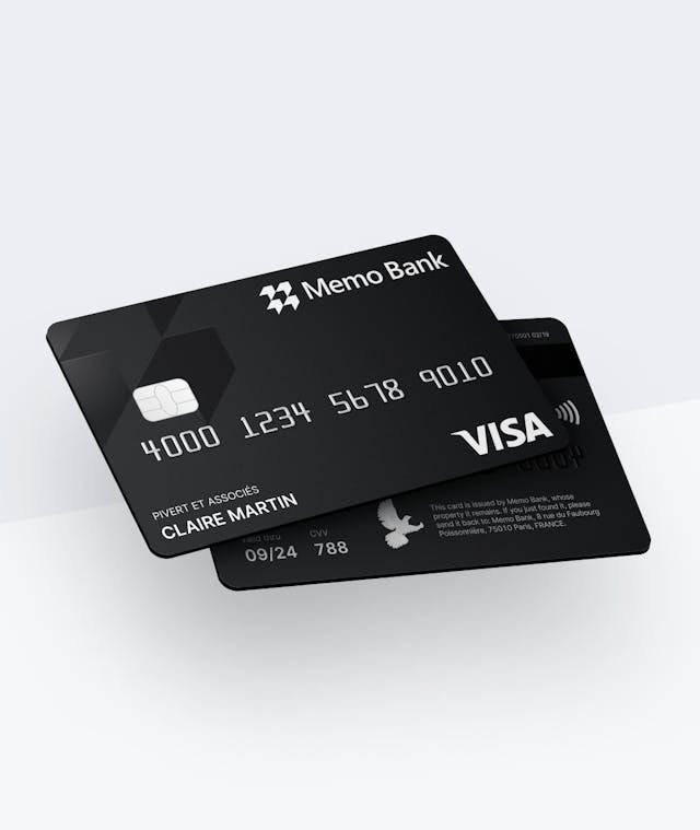 Image showcasing our black Visa corporate payment card.